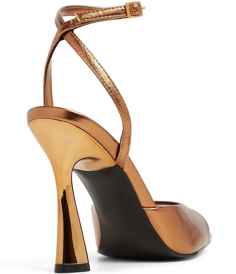 ALDO Valentyna Crinkle Metallic Ankle Strap Dress Sandals