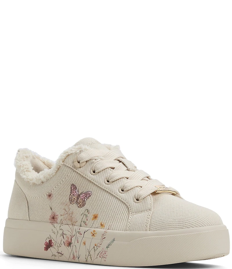 ALDO Wildflowers Embroidered Butterfly Floral Detail Platform Sneakers