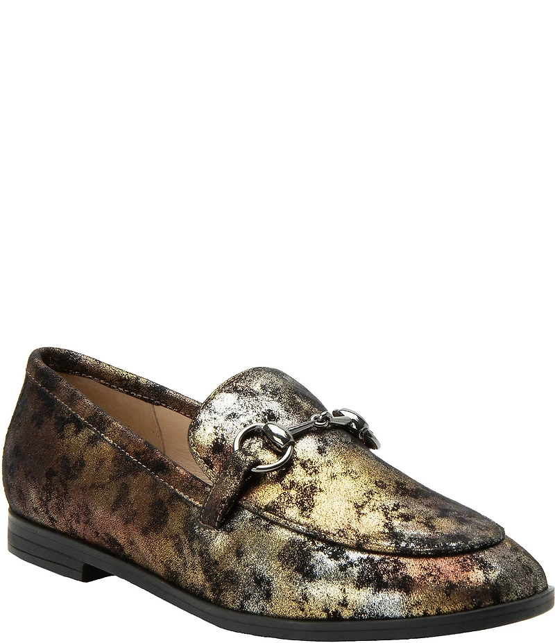 Alegria Aliya Printed Metallic Leather Bit Buckle Loafers
