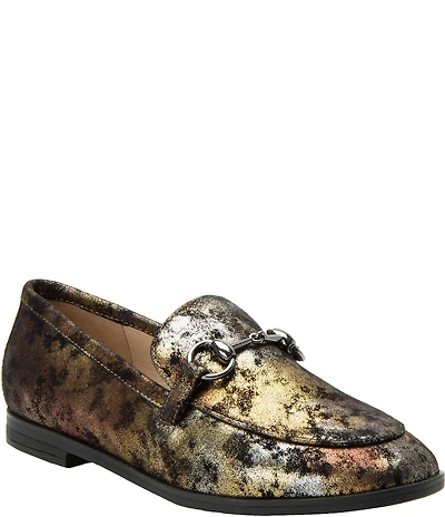 Alegria Aliya Printed Metallic Leather Bit Buckle Loafers