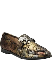 Alegria Aliya Printed Metallic Leather Bit Buckle Loafers