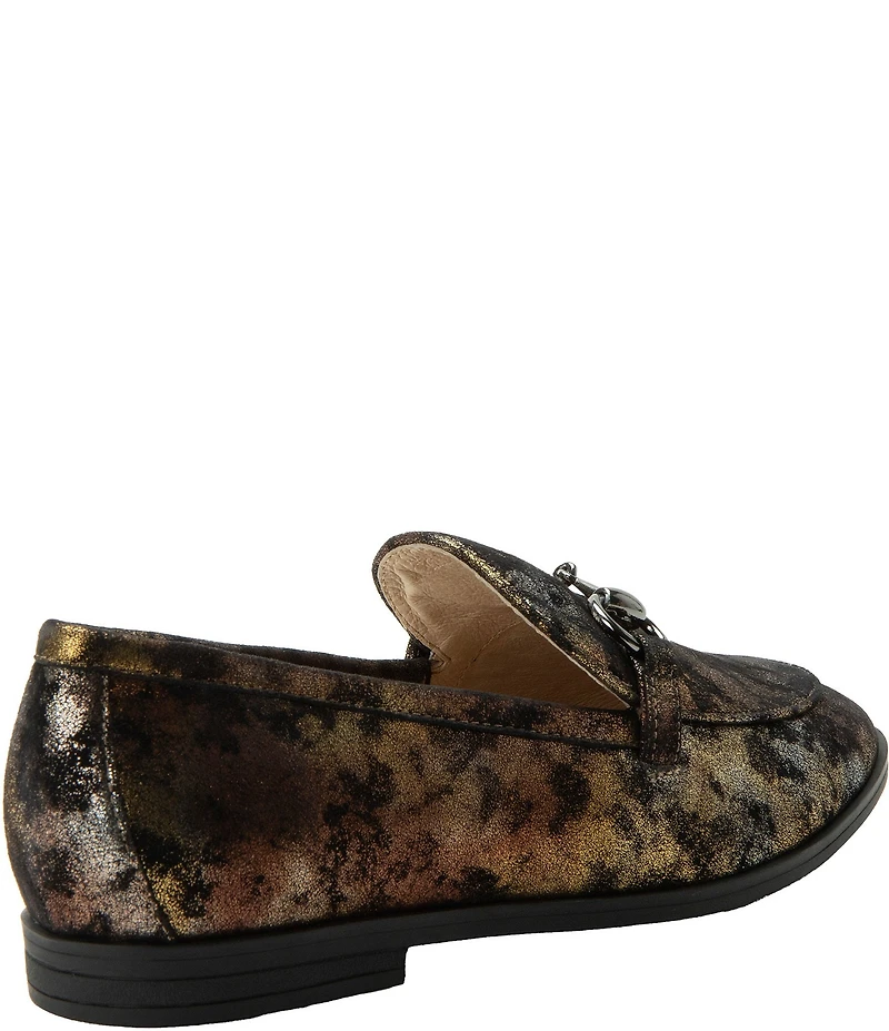 Alegria Aliya Printed Metallic Leather Bit Buckle Loafers