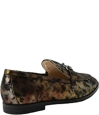 Alegria Aliya Printed Metallic Leather Bit Buckle Loafers