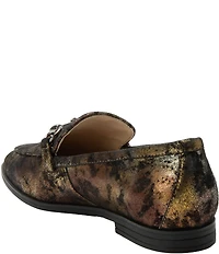Alegria Aliya Printed Metallic Leather Bit Buckle Loafers