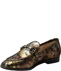 Alegria Aliya Printed Metallic Leather Bit Buckle Loafers