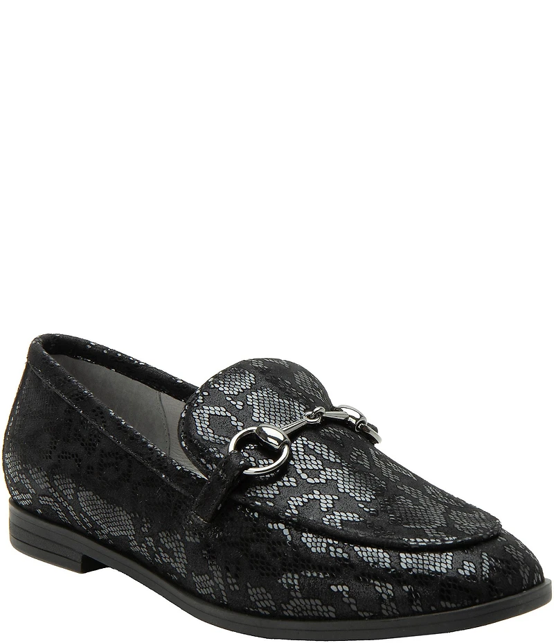 Alegria Aliya Snake Print Leather Bit Buckle Loafers