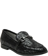 Alegria Aliya Snake Print Leather Bit Buckle Loafers