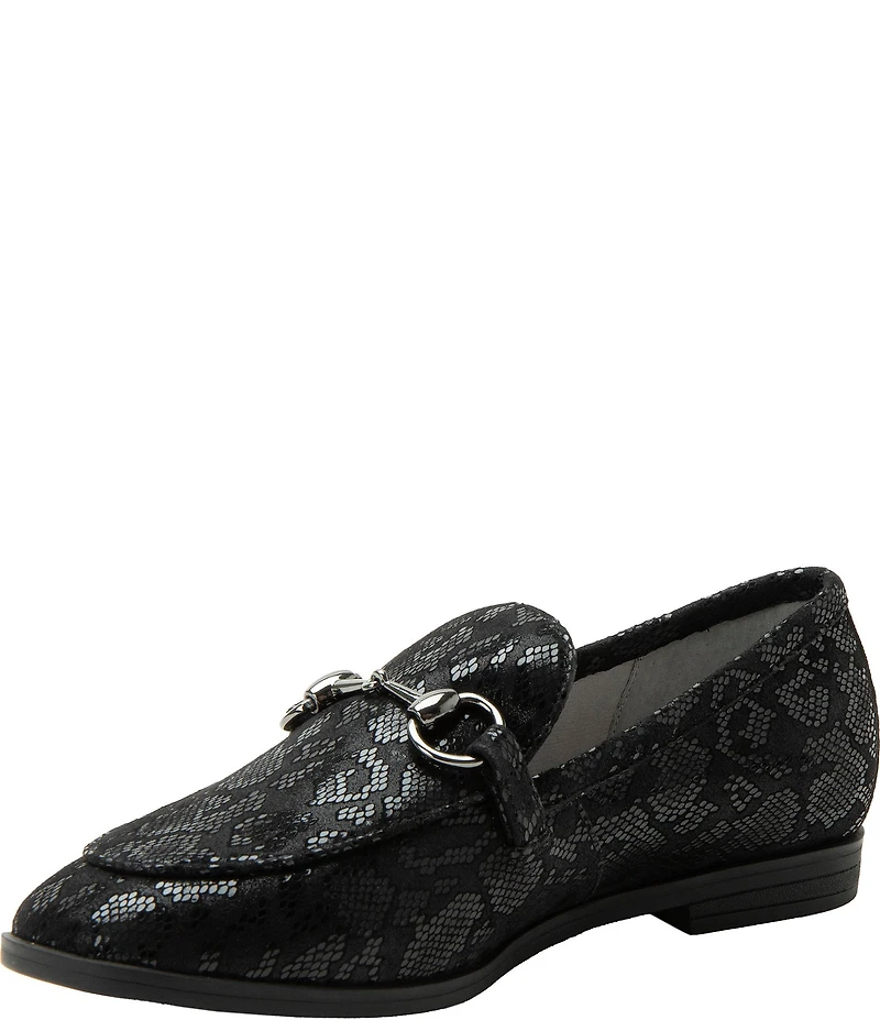 Alegria Aliya Snake Print Leather Bit Buckle Loafers