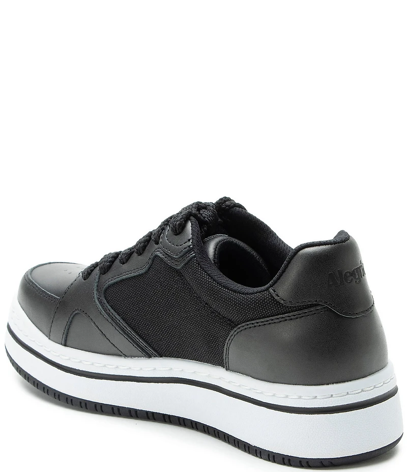 Alegria Alyster Leather and Canvas Perforated Detail Lace Up Platform Sneakers
