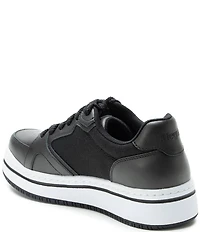Alegria Alyster Leather and Canvas Perforated Detail Lace Up Platform Sneakers