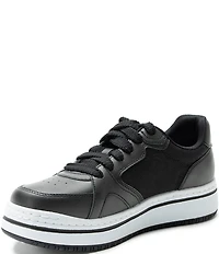 Alegria Alyster Leather and Canvas Perforated Detail Lace Up Platform Sneakers