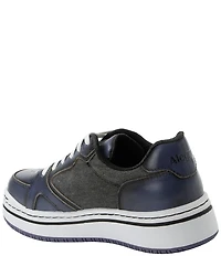 Alegria Alyster Leather and Canvas Perforated Detail Lace Up Platform Sneakers