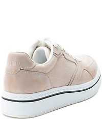 Alegria Alyster Leather and Canvas Perforated Detail Lace Up Platform Sneakers