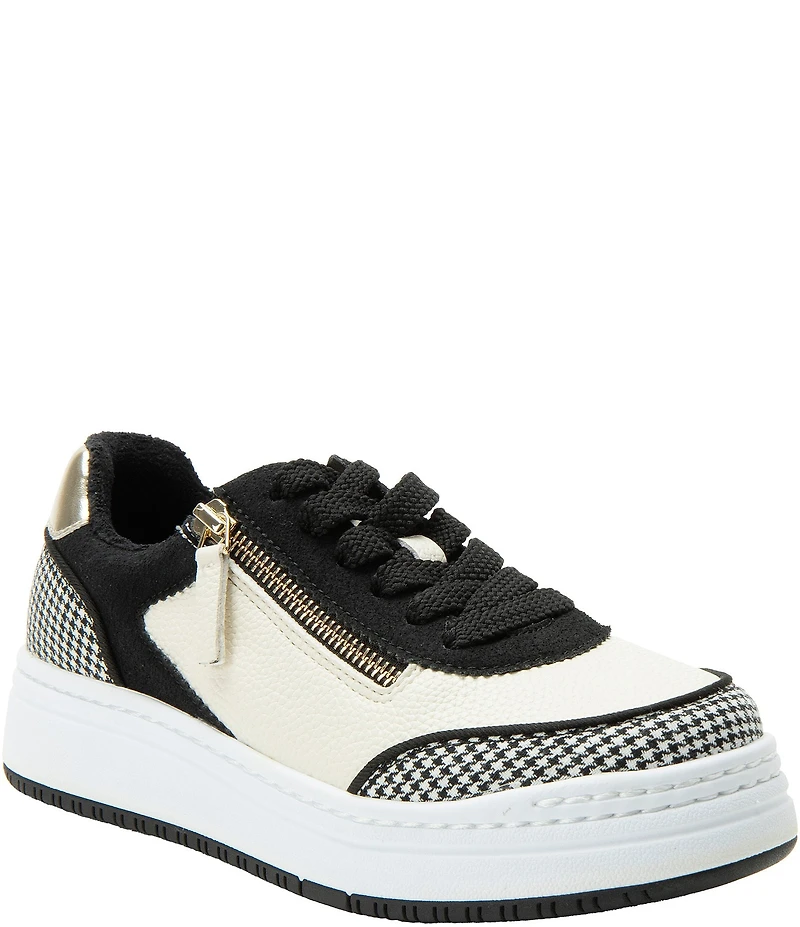 Alegria Averie Houndstooth Print Accent Zip Platform Sneakers
