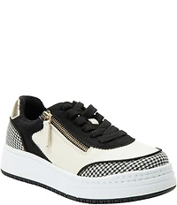 Alegria Averie Houndstooth Print Accent Zip Platform Sneakers