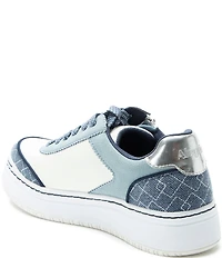 Alegria Averie Denim and Suede Zip Platform Sneakers