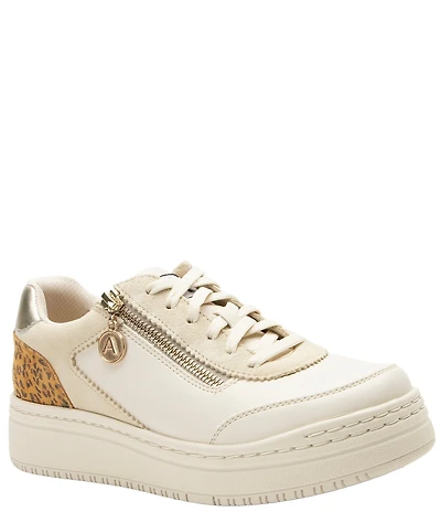 Alegria Averie Leopard Print Accent Zip Platform Sneakers