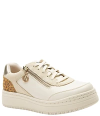 Alegria Averie Leopard Print Accent Zip Platform Sneakers