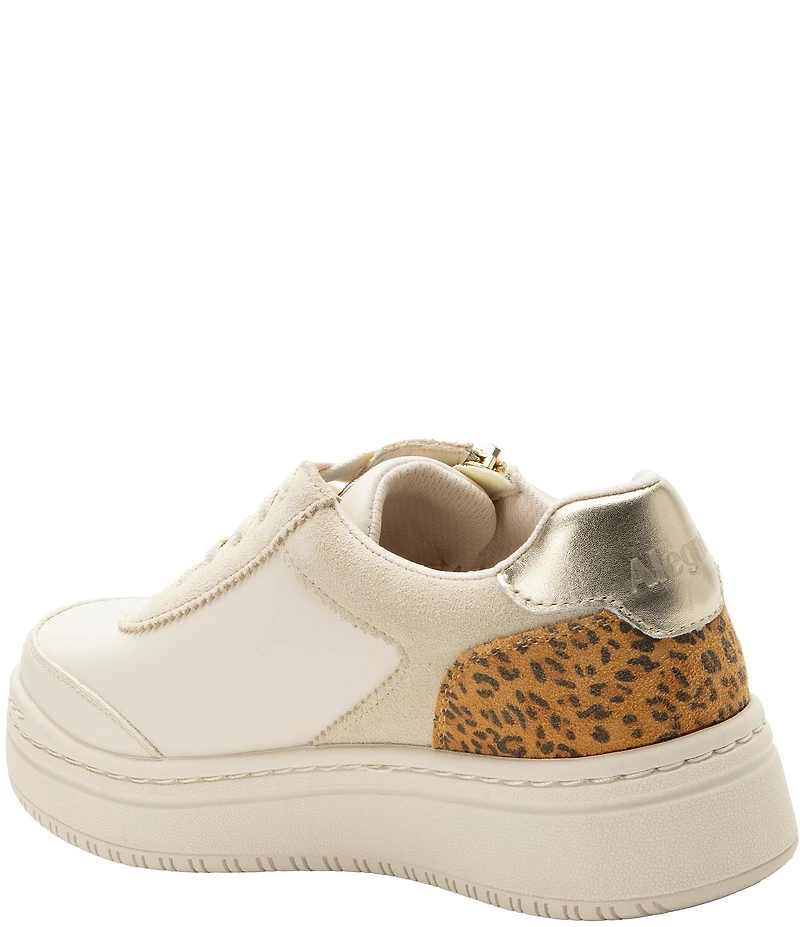Alegria Averie Leopard Print Accent Zip Platform Sneakers