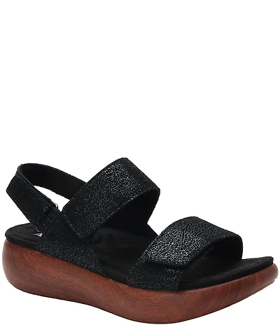 Alegria Bailee Crackle Print Leather Slingback Rocker Platform Sandals