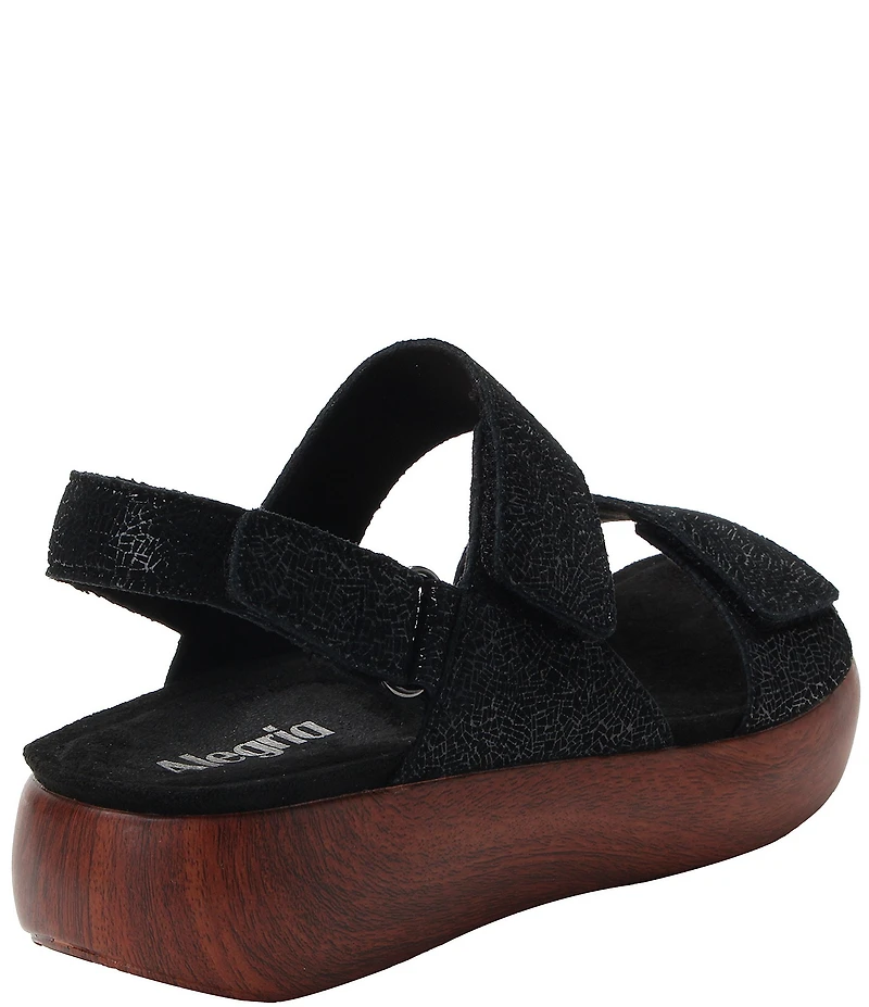 Alegria Bailee Crackle Print Leather Slingback Rocker Platform Sandals