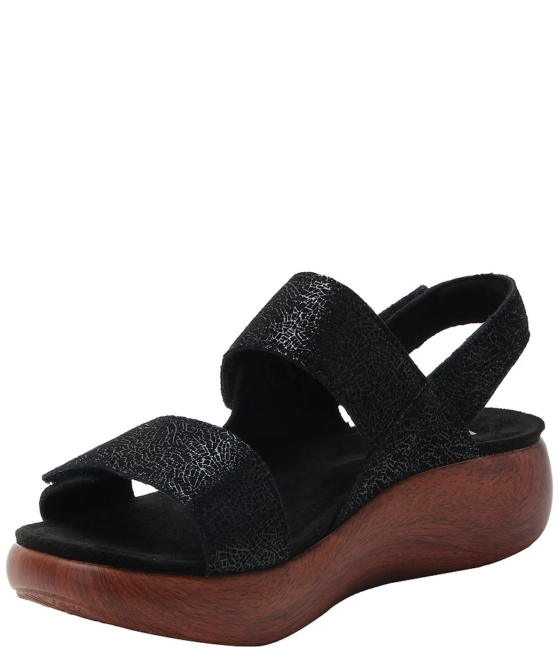 Alegria Bailee Crackle Print Leather Slingback Rocker Platform Sandals