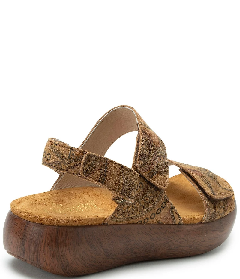 Alegria Bailee Printed Suede Slingback Rocker Platform Sandals