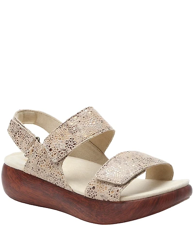 Alegria Bailee Walkway Print Leather Slingback Rocker Platform Sandals