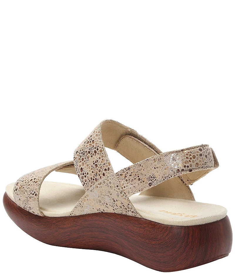 Alegria Bailee Walkway Print Leather Slingback Rocker Platform Sandals