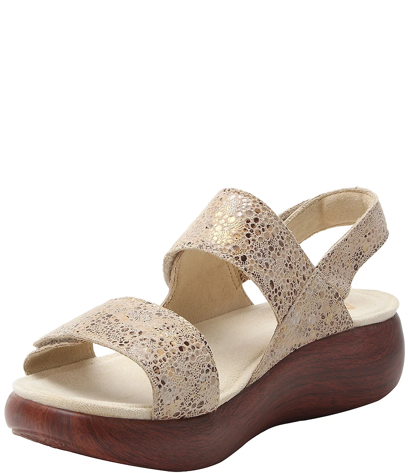 Alegria Bailee Walkway Print Leather Slingback Rocker Platform Sandals