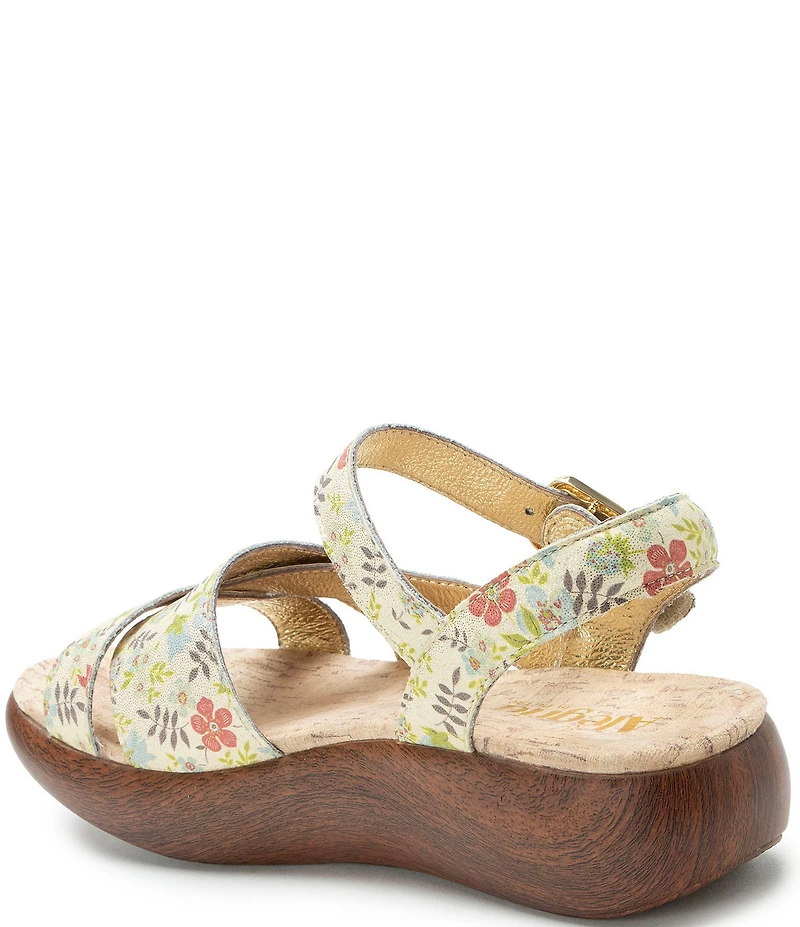 Alegria Bianca Floral Print Leather Platform Sandals