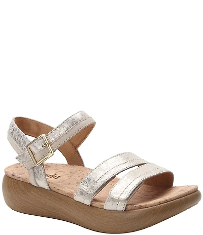 Alegria Blinda Metallic Leather Adjustable Rocker Sole Sandals