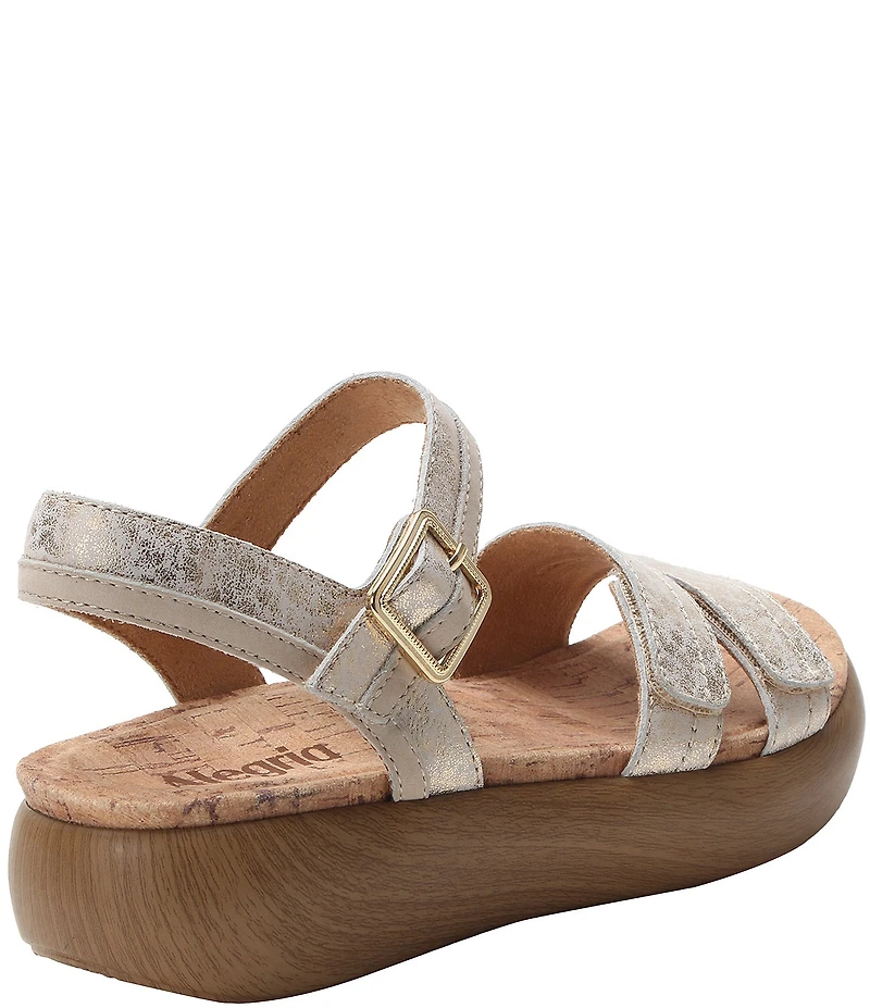 Alegria Blinda Metallic Leather Adjustable Rocker Sole Sandals
