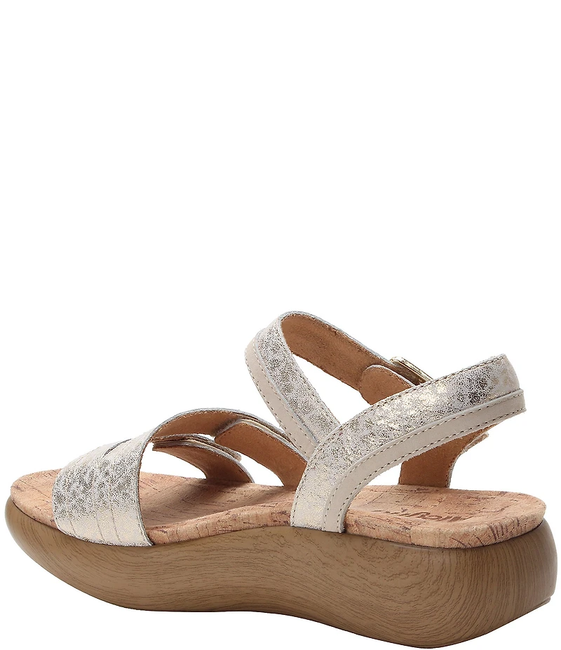 Alegria Blinda Metallic Leather Adjustable Rocker Sole Sandals