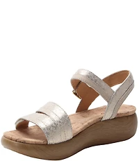 Alegria Blinda Metallic Leather Adjustable Rocker Sole Sandals