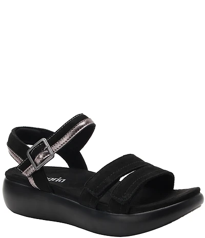 Alegria Blinda Mixed Leather Adjustable Rocker Sole Sandals