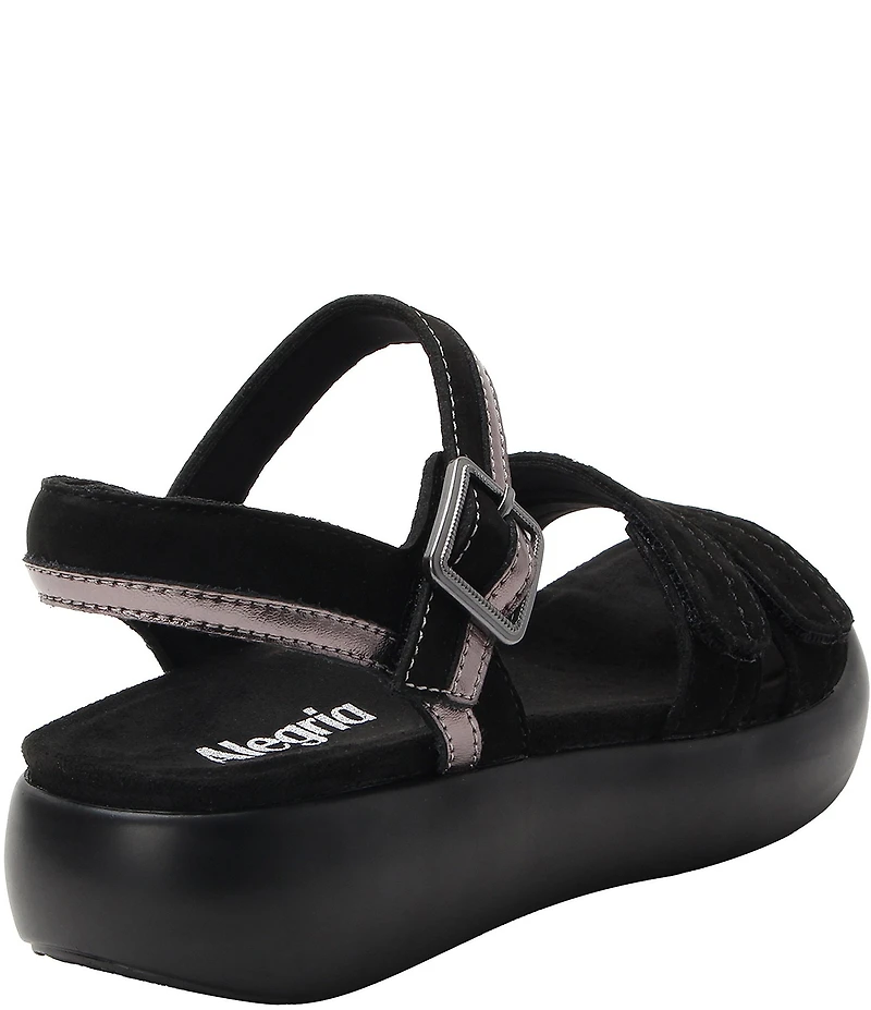 Alegria Blinda Mixed Leather Adjustable Rocker Sole Sandals