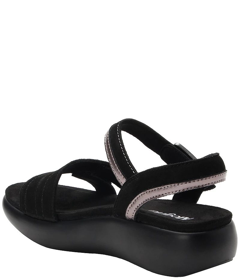 Alegria Blinda Mixed Leather Adjustable Rocker Sole Sandals