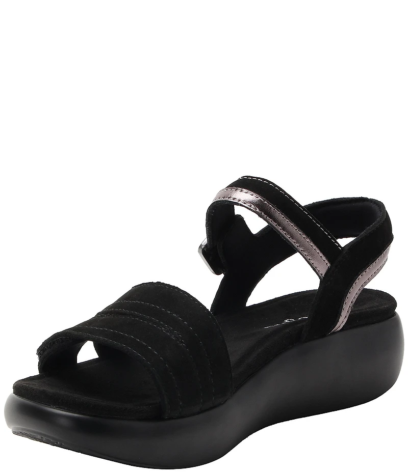 Alegria Blinda Mixed Leather Adjustable Rocker Sole Sandals