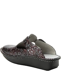 Alegria Classic Floral Embossed Leather Clogs