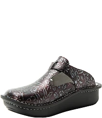Alegria Classic Floral Embossed Leather Clogs