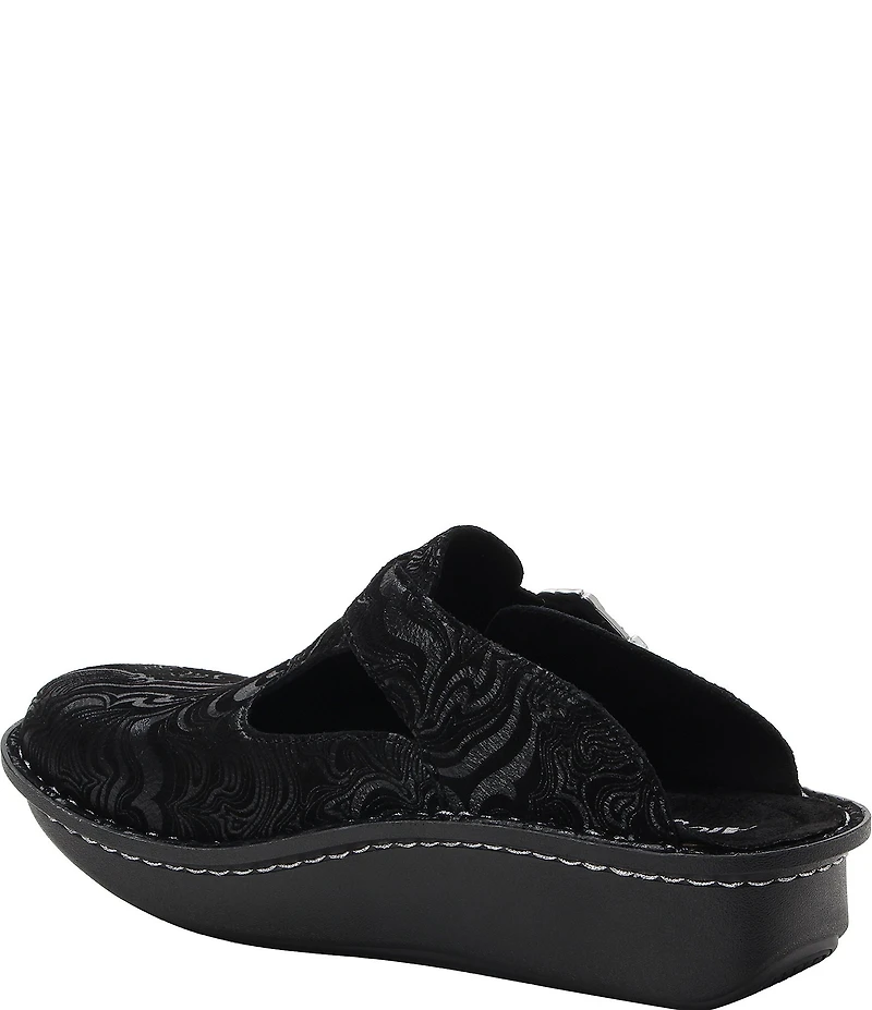 Alegria Classic Swirling Etched Leather Clogs