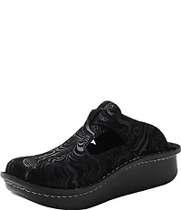 Alegria Classic Swirling Etched Leather Clogs