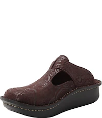 Alegria Classic Swirling Etched Leather Clogs