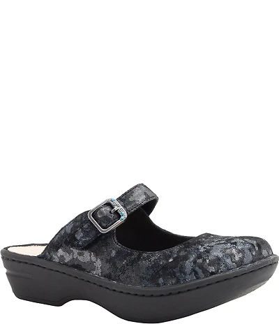 Alegria Fabel Printed Ink Storm Printed Leather Mary Jane Mule Clogs