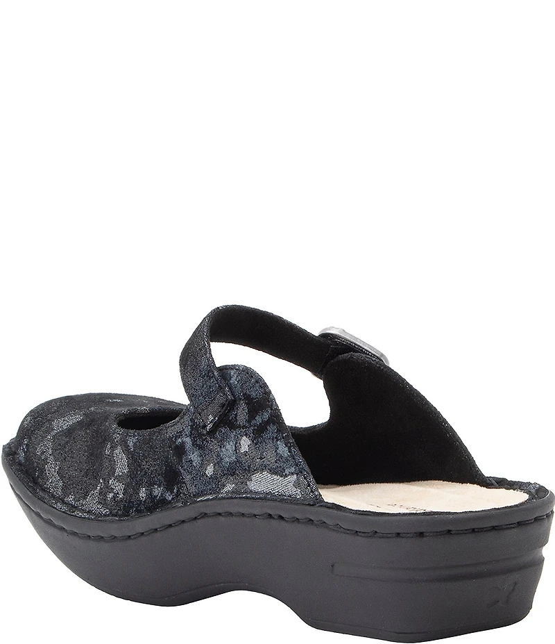 Alegria Fabel Printed Ink Storm Printed Leather Mary Jane Mule Clogs