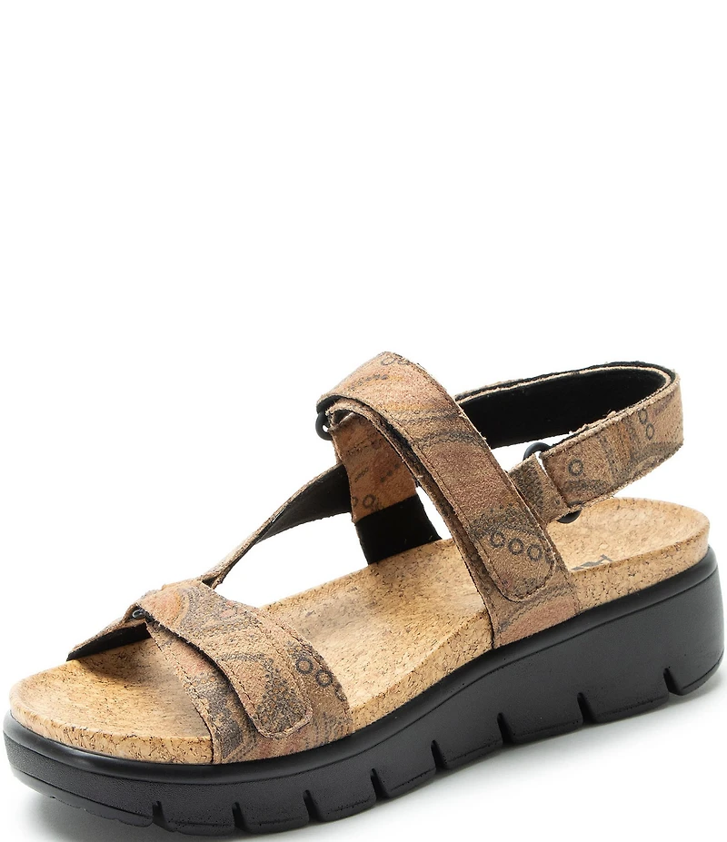 Alegria Henna 3 Strap Printed Platform Sandals