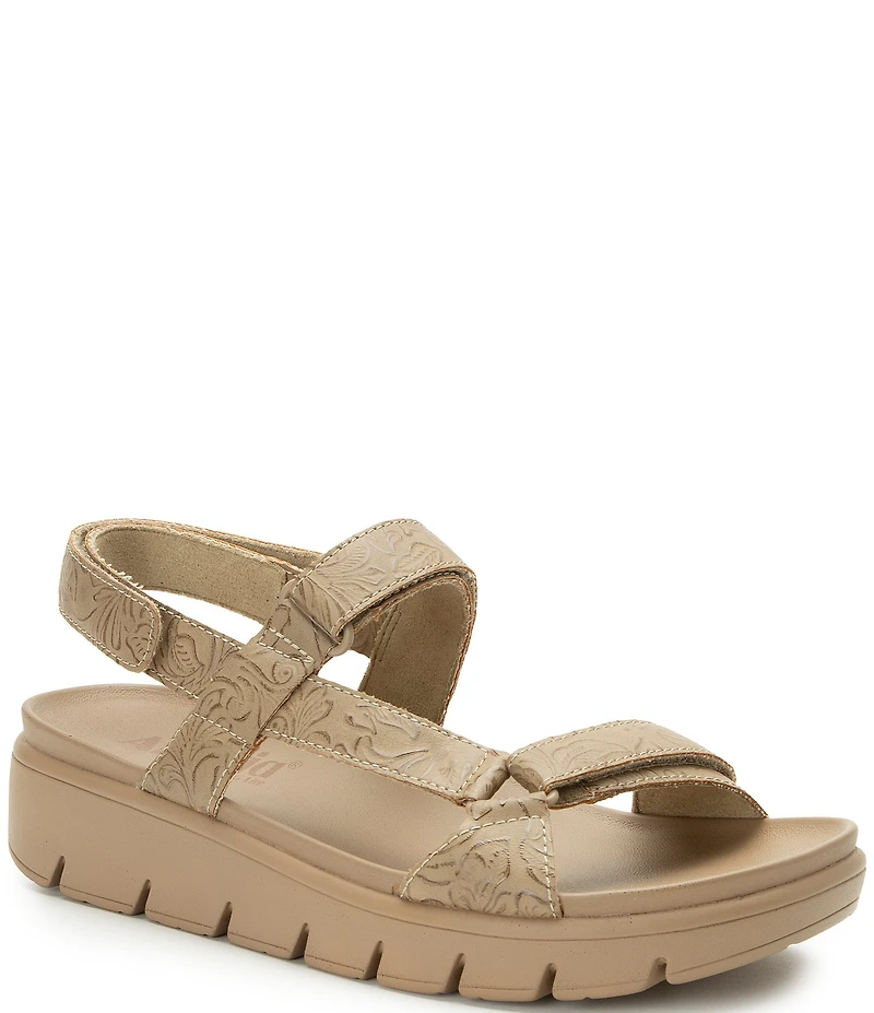 Alegria Henna Tool Embossed 3 Strap Platform Sandals