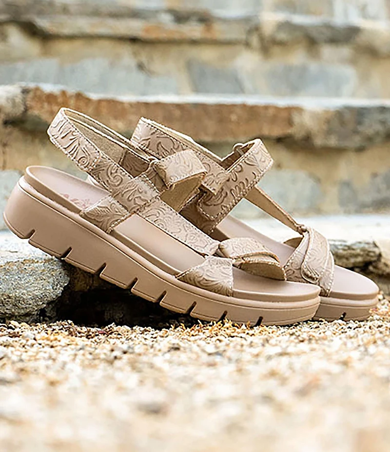 Alegria Henna Tool Embossed 3 Strap Platform Sandals