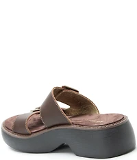 Alegria Iza Leather Buckle Hardware Hook-and-Loop Platform Slide Sandals
